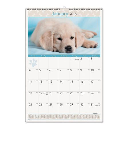 AT A GLANCE Recycled Puppies Wall Calendar 15-1/2 x 22-3/4 - 2015 - New Item