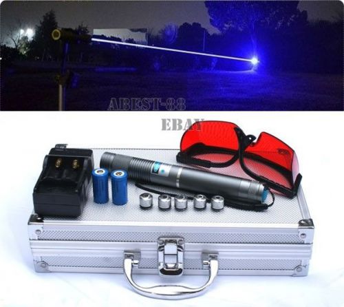 1 W Military High-Power 450nm Blue Beam Light Laser Pointer(Battery+Charger+BOX)