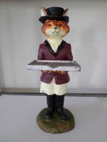 Cast Iron Butler Fox  BUSINESS CARD HOLDER DOOR STOP FOX HUNTING COLLECTIBLE