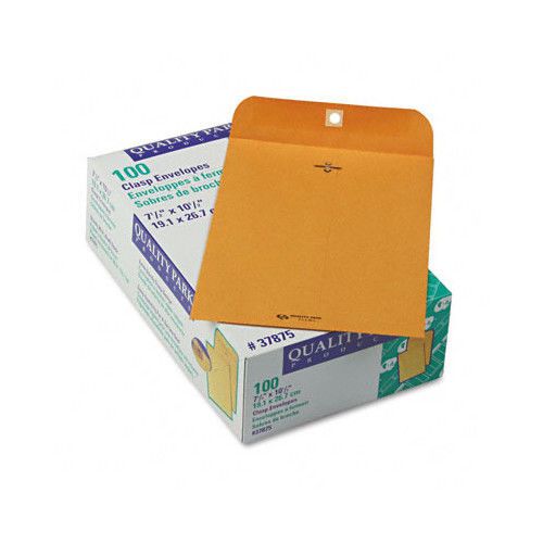 Quality Park Products Clasp Envelope, 7 1/2 x 10 1/2, 28lb, Light Brown, 100/box