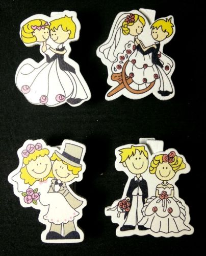 Wooden Handmade Paper Clip Wedding Gift Cartoon Office Decor Bookmark x4 Pcs #A3