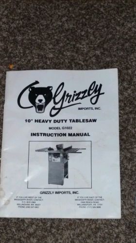 Grizzly 10 heavy duty tablesaw Model G1022 instruction manual
