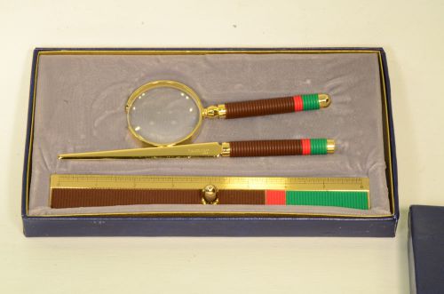 Vintage Comoy&#039;s Of London Desk Set Original Box Letter opener magnifying glass