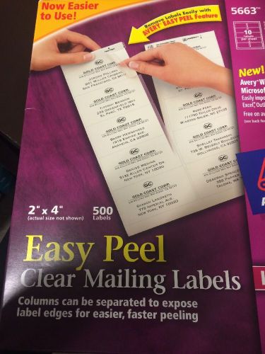 Avery Easy Peel Address Label - 2&#034; Wx4.12&#034; L- 400/Box -Clear - AVE5663
