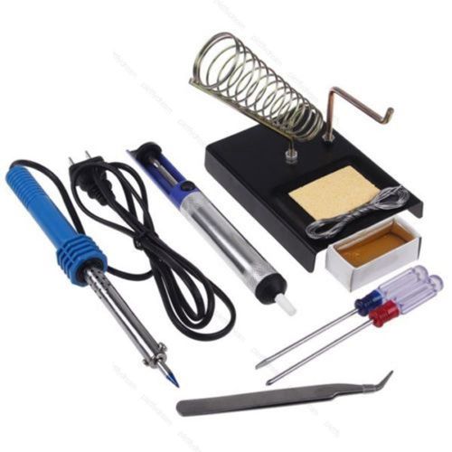 9in1 60W DIY Electric Solder Starter Tool Kit with Iron Stand #P Desolder Pump