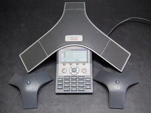 CISCO CP-7937G IP Conference Phone w/ Two External Microphones + Ethernet Cable