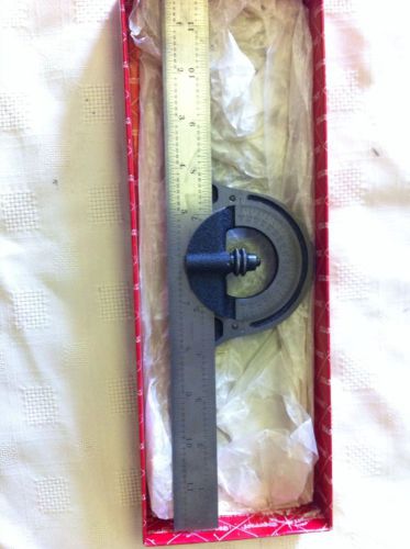 Starrett No. 12 12&#034; Bevel Protractor W/ Black Wrinkle Finish, 4R, With Ruler.