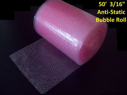 50 Foot PINK Anti-Static Bubble Wrap® Roll! 3/16&#034; Small Bubbles! Perforated!