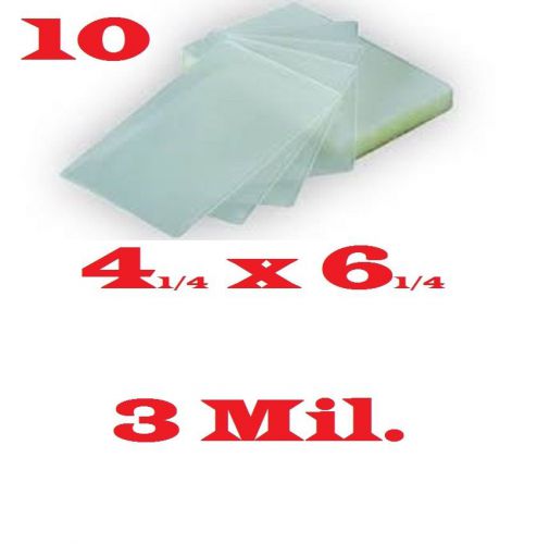 (10) 4-1/4 x 6-1/4 Laminating Laminator Pouches Sheets Photo Video Card  3 mil