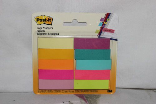 3M Post-It Page Markers,1/2&#034;, 500 Strips,10/PK, Bright Assorted 670-10AB