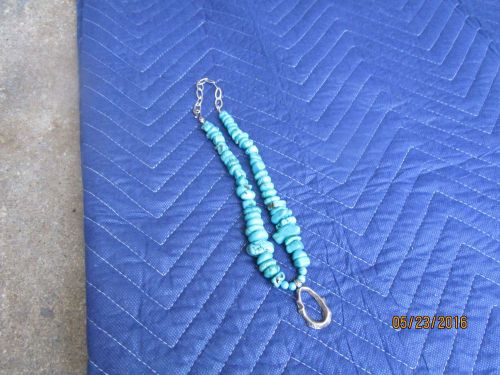LARGE BOLD STATEMENT TURQUOISE &amp; DETAILED SILVER PENDANT/EXTENDER NECKLACE