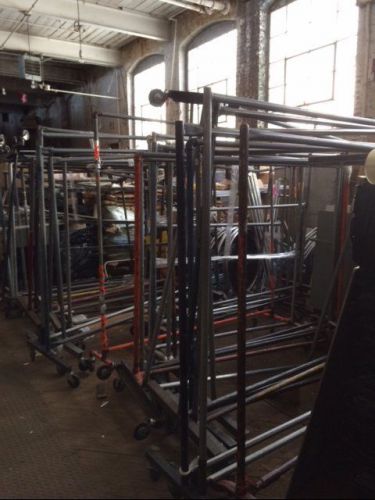 Rolling straight bar racks pipe salesman clothing used store fixtures for sale