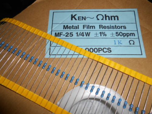1K (1000 OHM 1/4 Watt 1% tol. resistors 100Pcs. USA SELLER-FREE SHIPPING