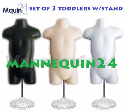 3 mannequins: toddler body forms*black flesh white* w/stand adjustable up to 38&#034; for sale