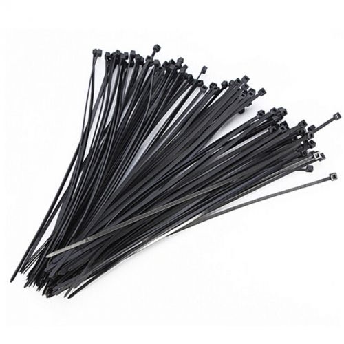 100pcs 10cm nylon pop zip trim wrap cable loop ties wire self-locking black 5hk for sale