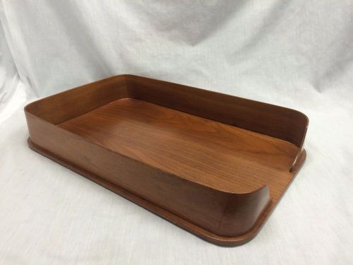 Vtg Mid Century Teak ? Legal Wood Wooden BENTWOOD Desk Filing Paper Tray Box BIN