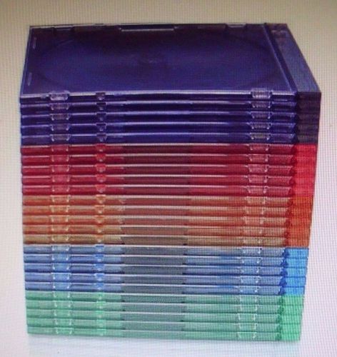 100 SLIM ASSORTED Color CD Jewel Cases