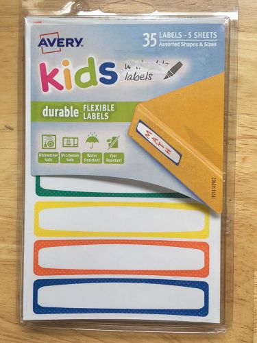 Avery 0.625 X 3.5 Inches Durable Labels For Kids Gear, Assorted, Pack Of 35 (41