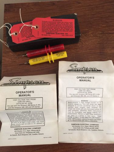 Pair of SIMPSON HIGH VOLTAGE TEST PROBES #00794 &amp;00795 with manuals and boxes