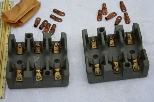 Lot of 2 general electric 3 fuse block 250v 31-60a #ge8433-7 plus all 6 wire con for sale