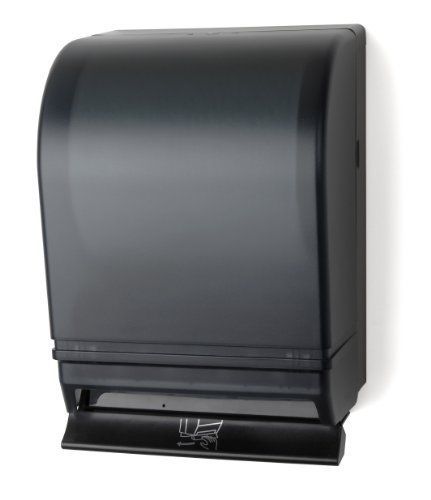 Auto-Transfer Push Bar Roll Towel Dispenser Black Translucent Sturdy Plastic