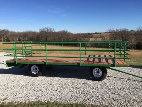 Hay rack~ ride wagon - custom~made wagon ~ wood deck ~deere green steel rails for sale