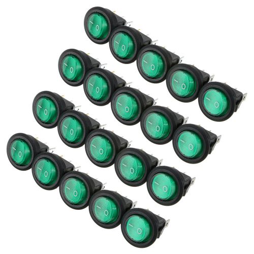 Popular 20pcs Green LED Round Rocker Switch Car light ON/OFF 12v Car Switch