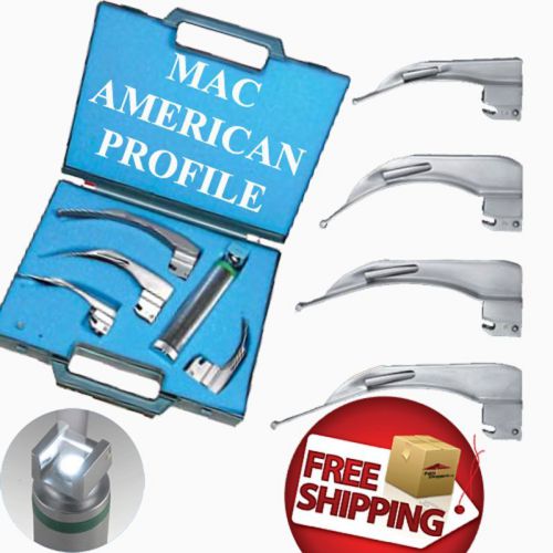 Reuseable american profile fiberoptic laryngoscope set- 4 blades ,medium handle for sale
