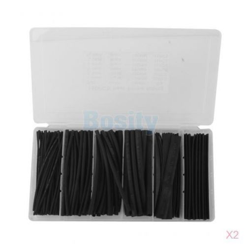 2x 150pcs dia.1.0/2.5/3.5/5.0/7.0/10.0mm heat shrinkable tube wire sleeve black for sale