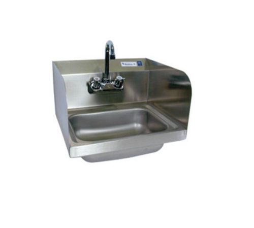 14&#034; x 10&#034; Stainless Steel Splash Mount Hand Sink w Faucet BBKHS-W-1410-SS-P-G