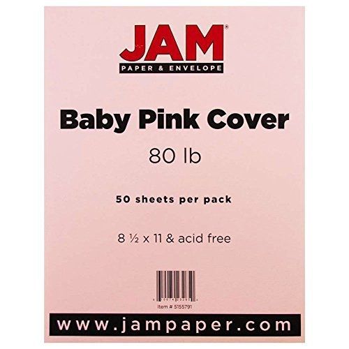 JAM Paper? 8 1/2 x 11 Cardstock - 80 lb Baby Pink Cover - 50 sheets per pack