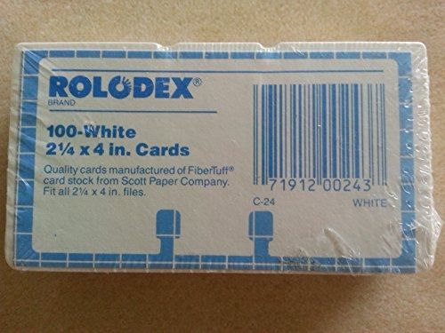RoloDex 100 White 2 1/4 x 4 inch replacement cards