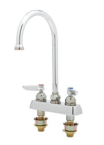 T&amp;s brass b-1141-xs deck mount workboard faucet with 4-inch centers, swivel for sale