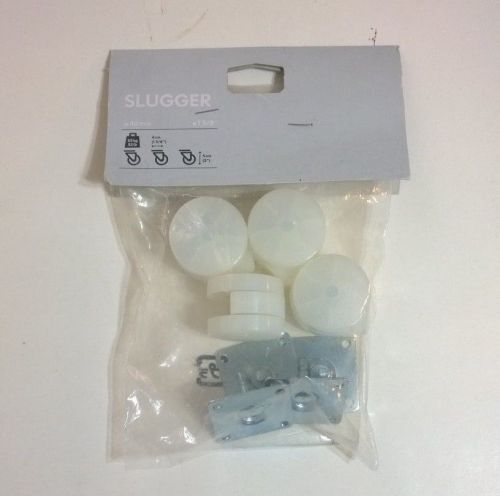 IKEA Slugger Set of 4 Casters 1 5/8&#034;w x 2&#034;h (4cm x 5cm) - Translucent White