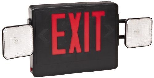 LED Exit Light legend with Incandescent Emergency Lights Combo, Red Lettering,