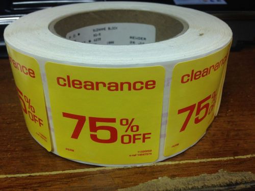 75% Clearance Retail Store Price Stickers Roll Tags Yard Sales Grocery Markets