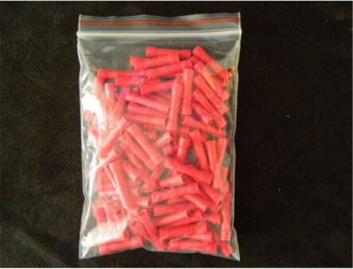 100pc wire butt connectors red vinyl 22-16 gauge awg ga car radio terminals atus for sale