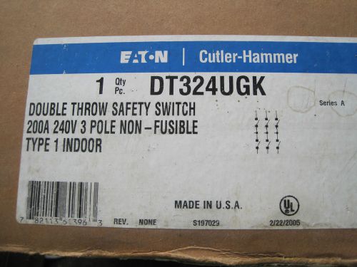 Cutler Hammer DT324UGK 200A 240V 3P Non-Fusible Double Throw Safety Switch NIB!