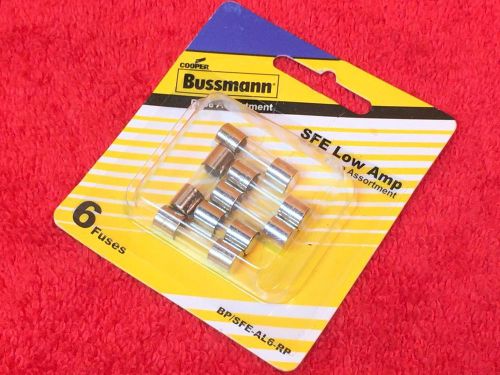 ***NEW** PACKAGES OF (6) COOPER BUSSMANN FUSES SFE-4, 6, 7-1/2, 9 AMP ASSORTMENT