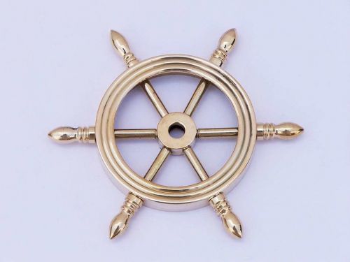 Handcrafted Nautical Decor 4&#034; Ship Wheel Paperweight Brass