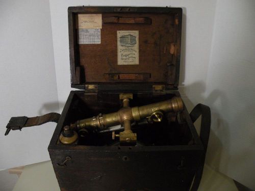 W. &amp; L. E. GURLEY Transit 1800s Brass Compass Surveying Equipment &amp; BOX &amp; tripod