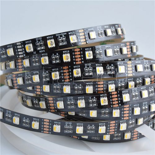 5m 5050 4-in-1 led  rgb+ warm white led strip light 60leds/m black fpcb 12v for sale