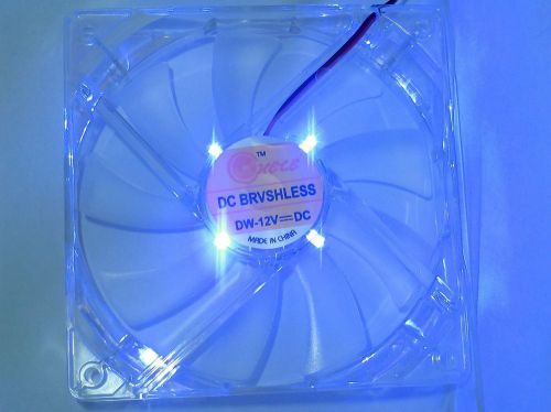 12v dc 120mm 38cfm cpu computer clear cooling fan 1200rpm power w blue led lites for sale