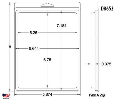 D8652: 200 - 8&#034;H x 6&#034;W x 0.375&#034;D Clamshell Packaging Clear Plastic Blister Pack