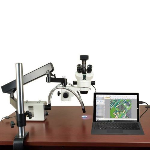 2.1X-225X USB3 14MP Digital Articulating Zoom Stereo Microscope 30W LED Y-Light