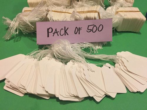 500 Pcs #5 New Blank Strung Merchandise Tags Price Tag 1-1/16&#034; x 1-5/8&#034; Deluxe