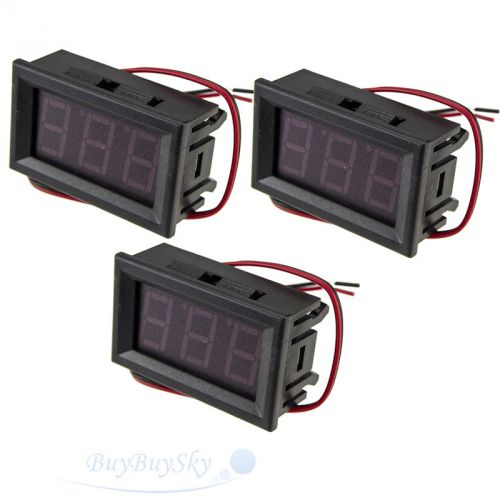3x mini dc 5-120v voltmeter  led panel 3-digital display voltage meter 2-wire for sale