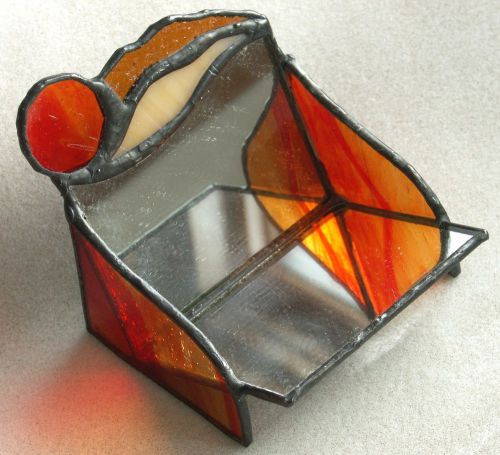 BEAUTIFUL STAINED GLASS ~  LARGE SIZE ~ BUSINESS CARD HOLDER