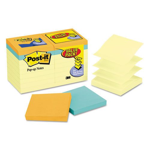 Original Pop-up Notes Value Pack, 3 x 3, Canary/Cape Town, 100-Sheet, 18/Pack