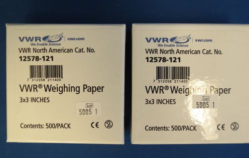 2 Packs 500 Each VWR Weighing Paper 7.6 x 7.6 cm (3 x 3&#034;) #12578-121